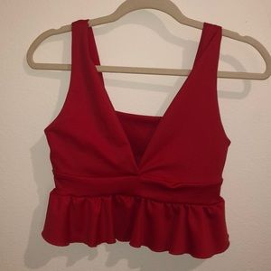 red ruffle crop top